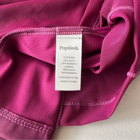 NWT Popilush Shapewear Sculpting Faux Leather Front Slit Midi Skirt Purple - Picture 9 of 9